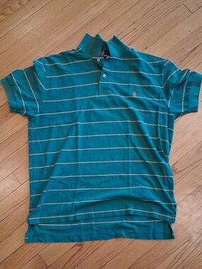 Ralph Lauren Teal Green Striped Polo